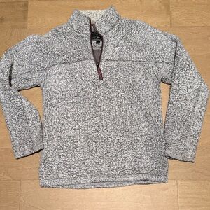 True Grit Gray Zip-Up Sherpa Sweater XS